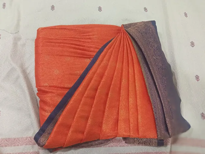 Peaches Silk saree Pre-pleating and box folding service